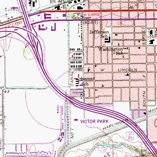 Topographic Map of Lamar Elementary School, TX