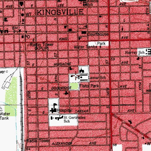 Topographic Map of Lamar School, TX