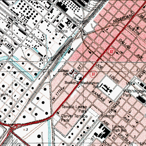 Topographic Map of Lamar School, TX