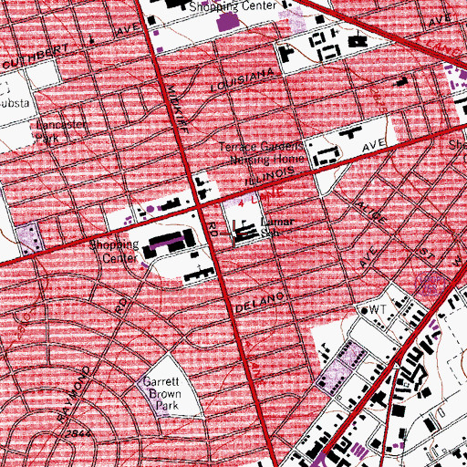 Topographic Map of Lamar School, TX