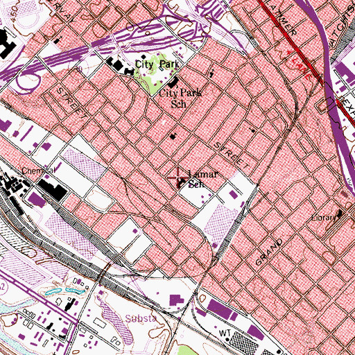 Topographic Map of Lamar School, TX