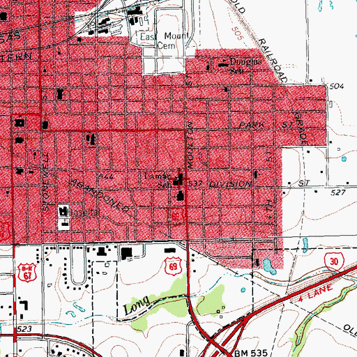 Topographic Map of Lamar School, TX