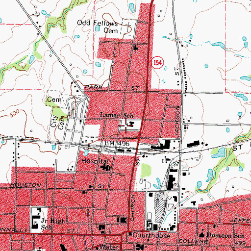 Topographic Map of Lamar School, TX
