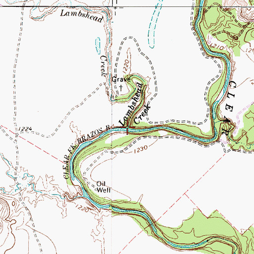 Topographic Map of Lambshead Creek, TX