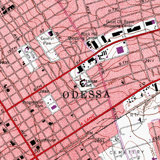 Topographic Map of Lammar School, TX