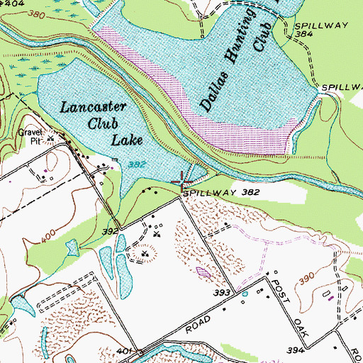 Topographic Map of Lancaster Club Lake, TX