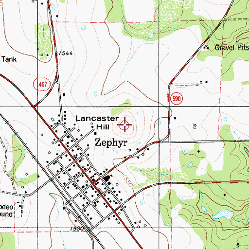 Topographic Map of Lancaster Hill, TX