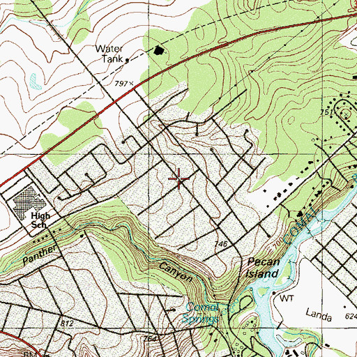 Topographic Map of Landa Park Highlands, TX