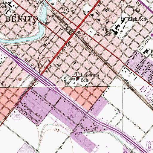 Topographic Map of Landrum School, TX