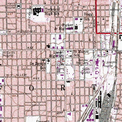 Topographic Map of Laneri High School, TX