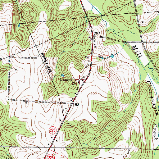 Topographic Map of Laneville Church, TX