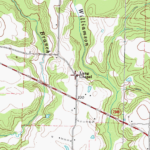 Topographic Map of Lang Chapel, TX