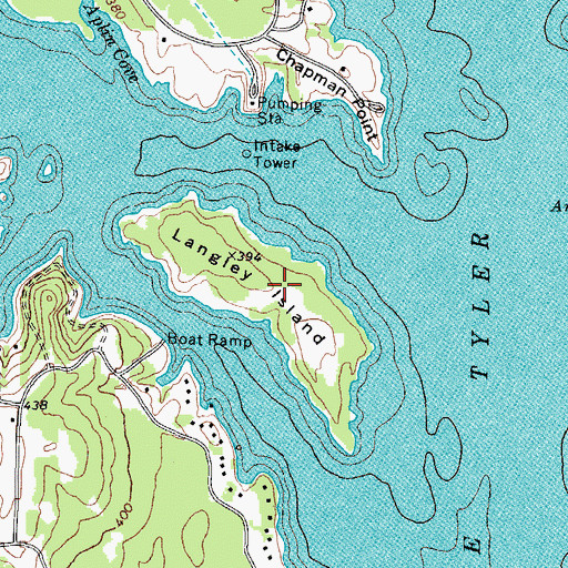 Topographic Map of Langley Island, TX