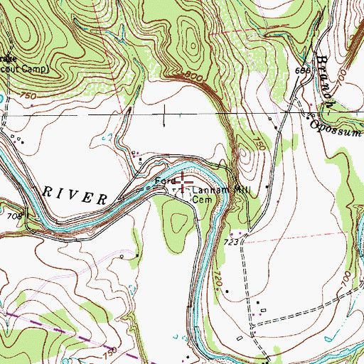 Topographic Map of Lanham Mill Cemetery, TX