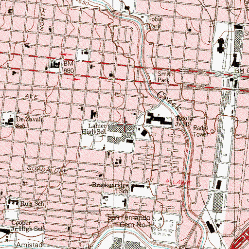 Topographic Map of Lanier High School, TX