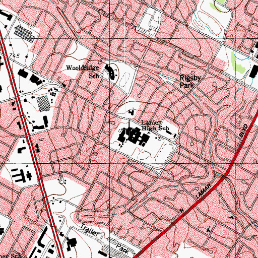 Topographic Map of Lanier High School, TX