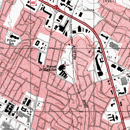Topographic Map of Lanier Junior High School, TX