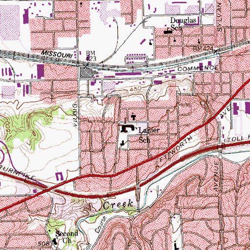 Topographic Map of Lanier School, TX