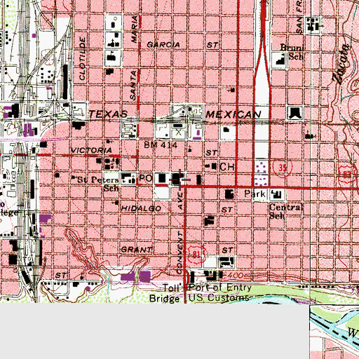 Topographic Map of Laredo, TX