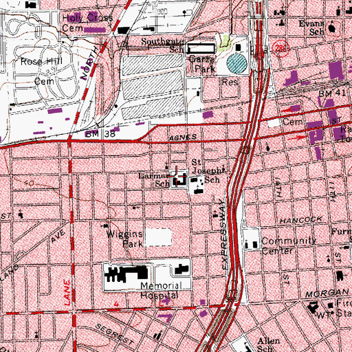 Topographic Map of Larmar School, TX