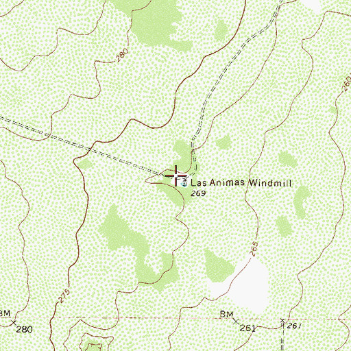 Topographic Map of Las Animas Windmill, TX