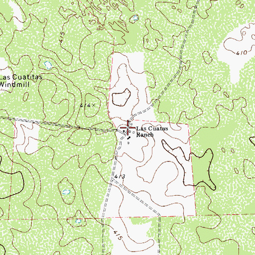 Topographic Map of Las Cuatas Ranch, TX
