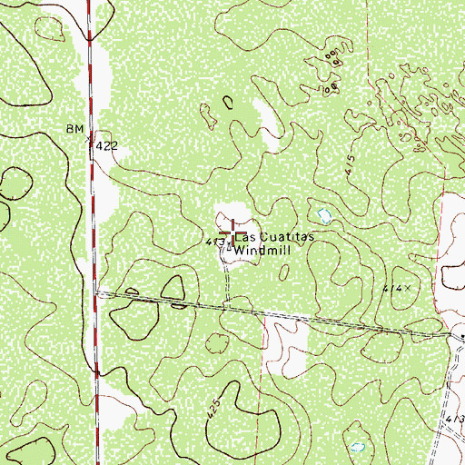 Topographic Map of Las Cuatitas Windmill, TX
