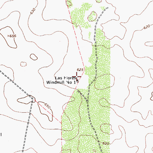 Topographic Map of Las Flores Windmill Number One, TX