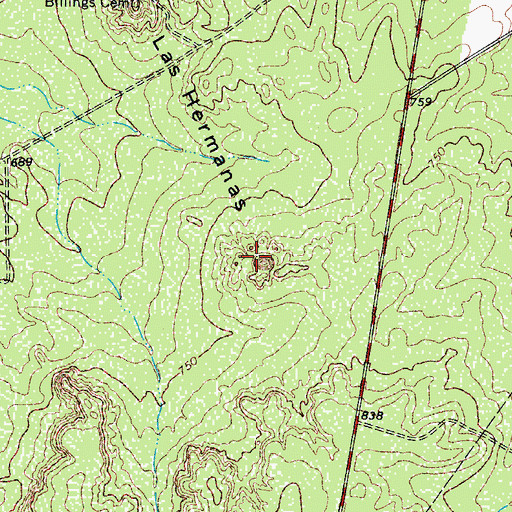 Topographic Map of Las Hermanas, TX