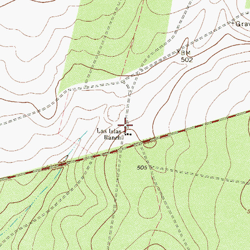 Topographic Map of Las Islas Ranch, TX