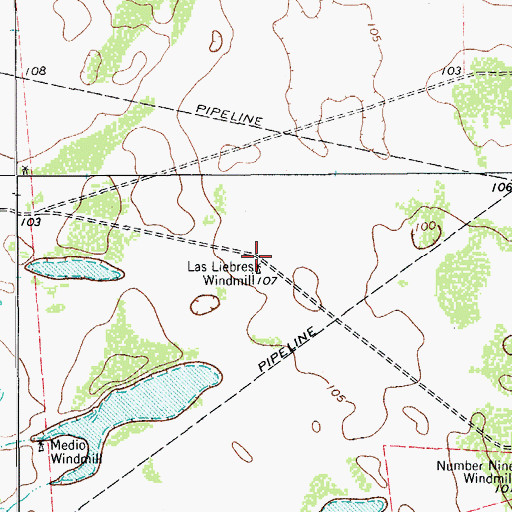 Topographic Map of Las Liebras Windmill, TX