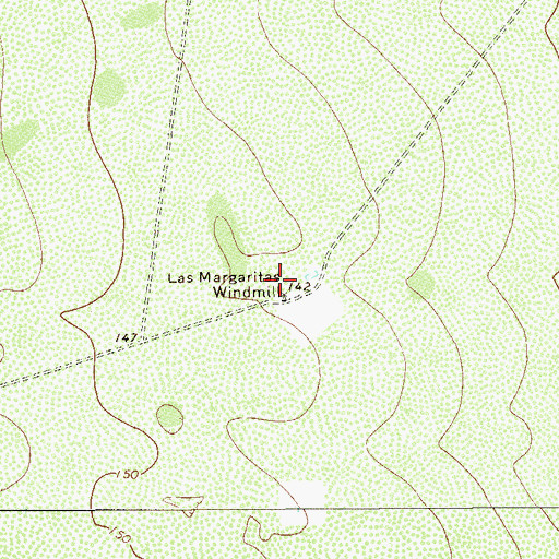 Topographic Map of Las Margaritas Windmill, TX