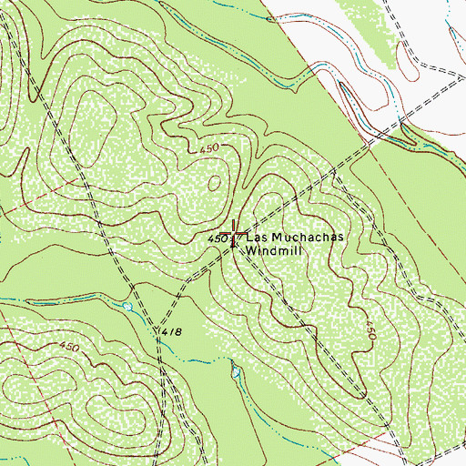 Topographic Map of Las Muchachas Windmill, TX