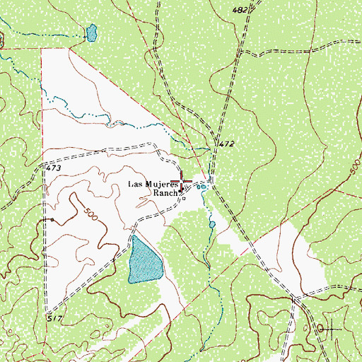 Topographic Map of Las Mujeres Ranch, TX