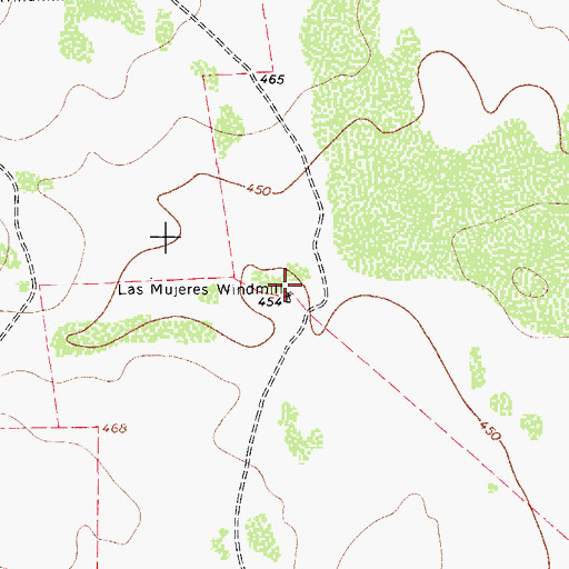 Topographic Map of Las Mujeres Windmill, TX