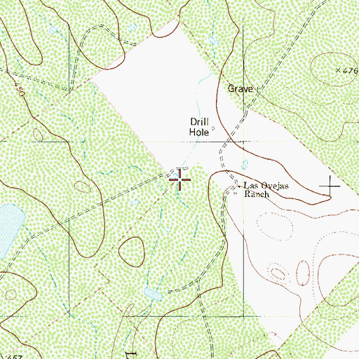 Topographic Map of Las Ovejas Ranch, TX