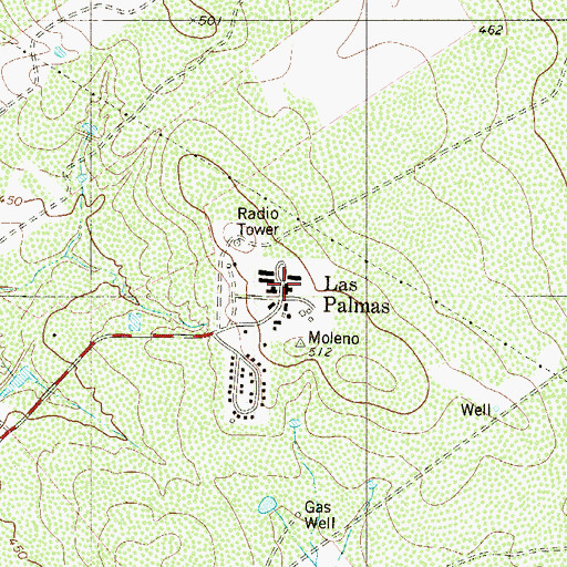 Topographic Map of Las Palmas, TX