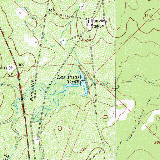 Topographic Map of Las Pilas Tank, TX
