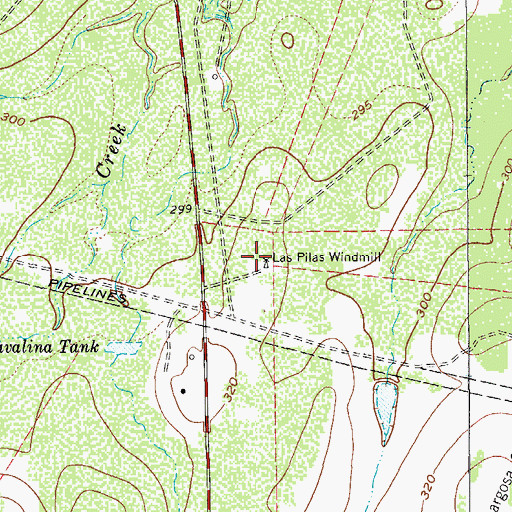 Topographic Map of Las Pilas Windmill, TX