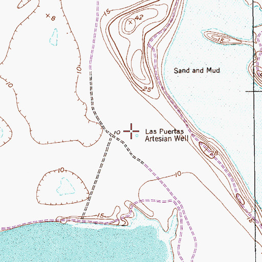 Topographic Map of Las Puertas Artesian Well, TX