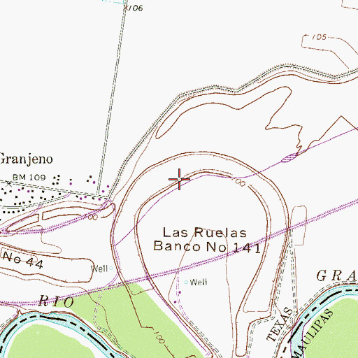 Topographic Map of Las Ruelas Banco Number 141, TX