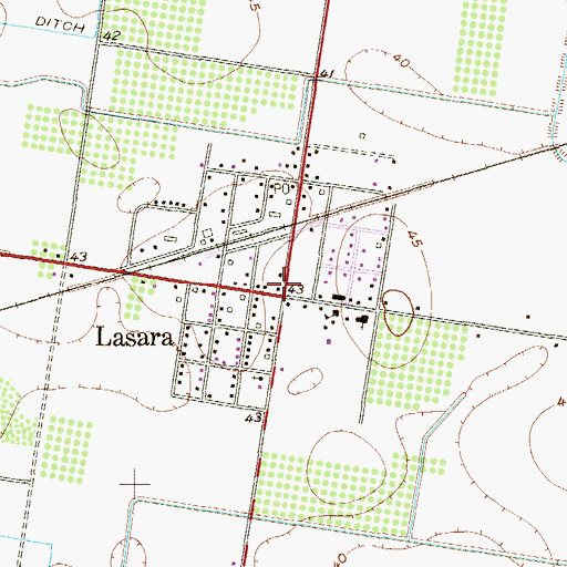 Topographic Map of Lasara, TX
