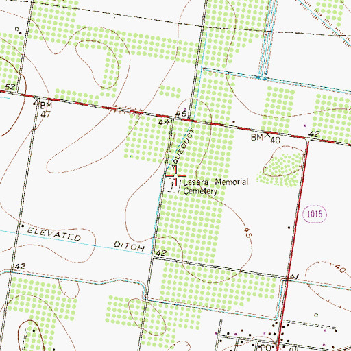 Topographic Map of Lasara Memorial Cemetery, TX