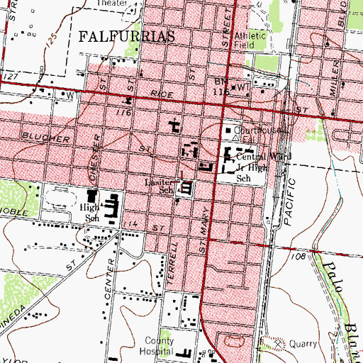 Topographic Map of Lasiter School, TX