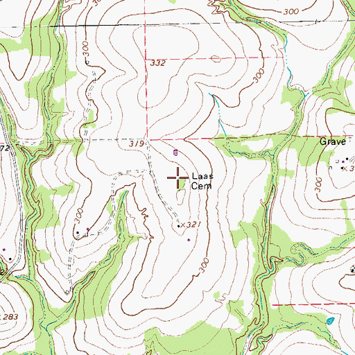 Topographic Map of Laas Cemetery, TX