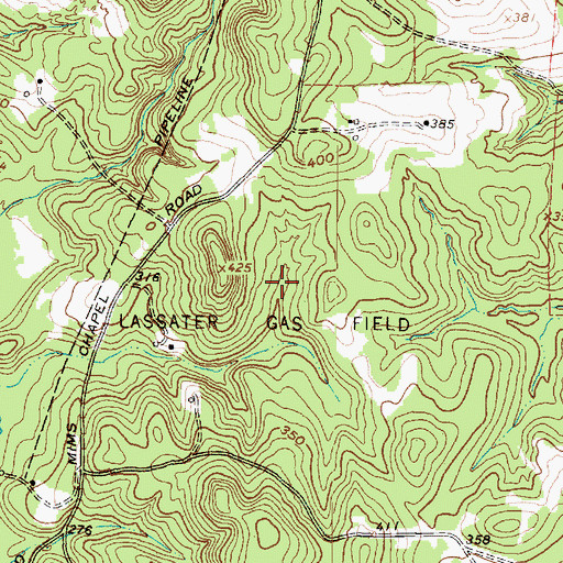 Topographic Map of Lassater Gas Field, TX