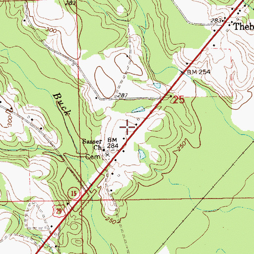 Topographic Map of Sasser School (historical), AL