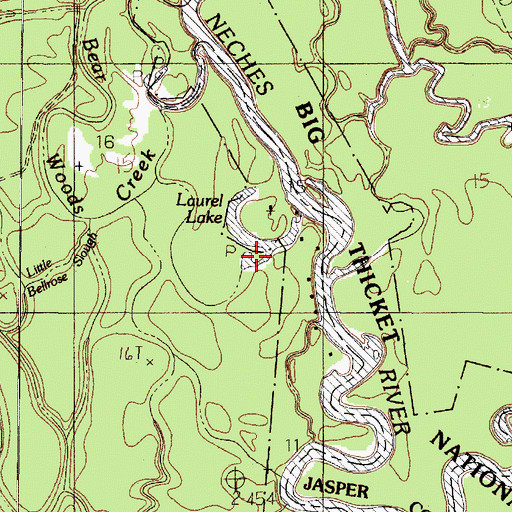 Topographic Map of Laurel Lake, TX