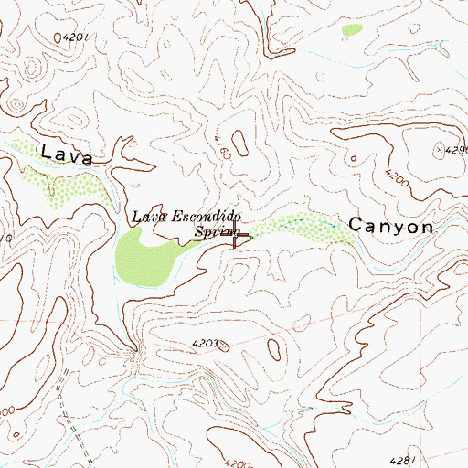 Topographic Map of Lava Escondido Spring, TX
