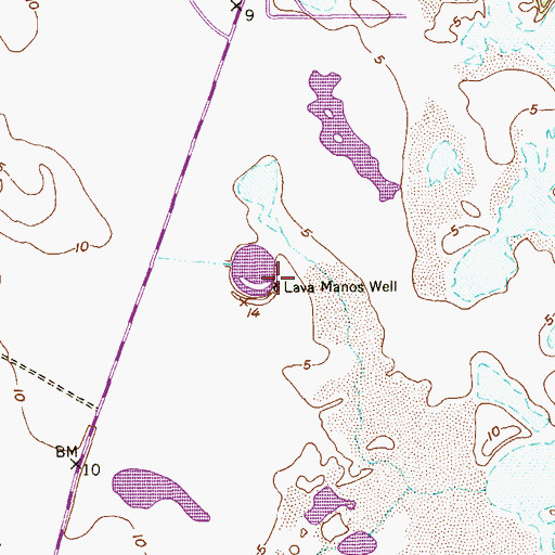 Topographic Map of Lava Manos Well, TX